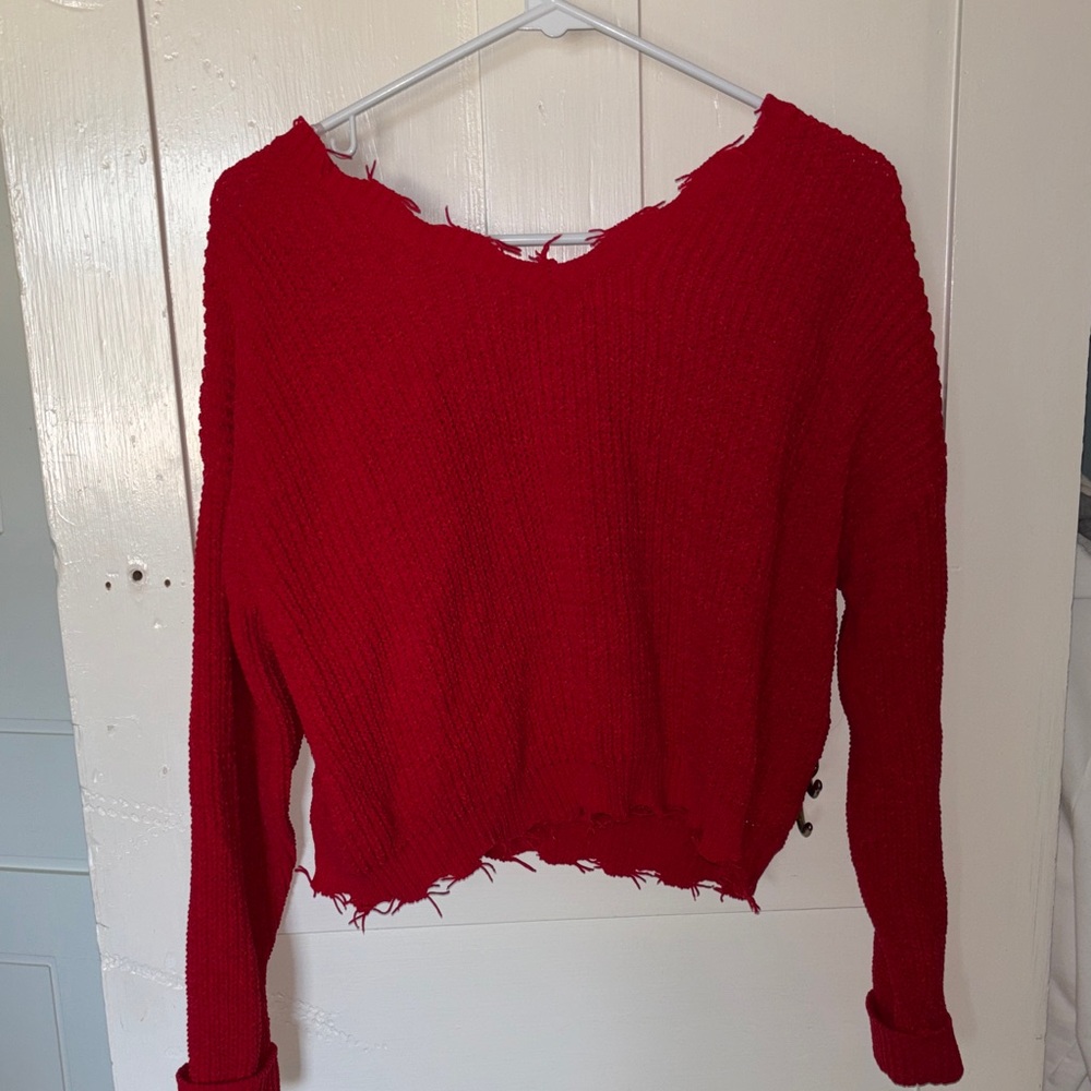 Francesca's Collections Red V-Neck Sweater